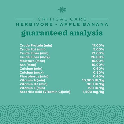 Oxbow Critical Care Herbivore Small Pet Formula, Apple Banana, 141g, 3 Pack | Recovery feeding support, high-fiber timothy hay, for rabbits & guinea pigs, vet recommended emergency nutrition