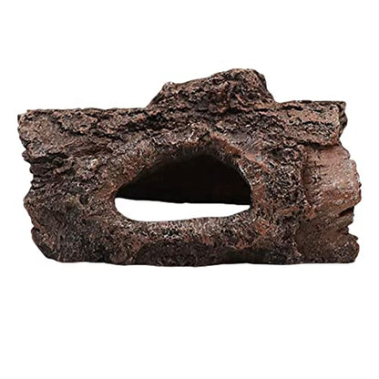 Aquarium Log Hideout, Fish Tank Cave Tree Trunk Resin Decor | Hollow log cave with multiple openings for fish to hide, rest, and swim through in aquariums or terrariums