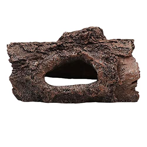 Aquarium Log Hideout, Fish Tank Cave Tree Trunk Resin Decor | Hollow log cave with multiple openings for fish to hide, rest, and swim through in aquariums or terrariums