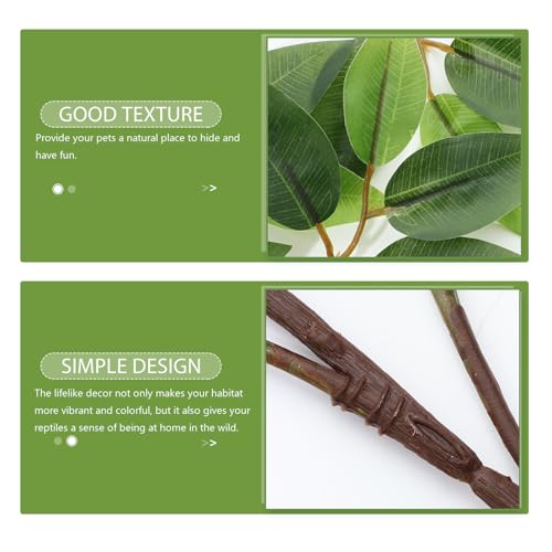 Simulation Leaves Terrarium Hanging Plant for Reptile Habitat Decoration, 12-inch Fake Rattan Terrarium Plants for Lizards, Snakes, Hermit Crabs