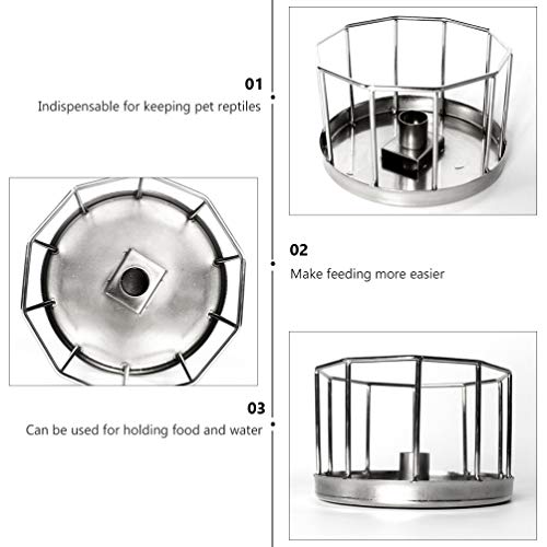 POPETPOP Reptile Automatic Water Feeder Bowl Stainless Steel Tortoise Lizard Drinking Dish for Terrarium Pets