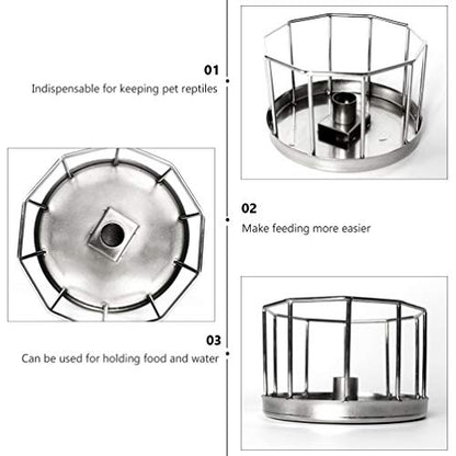 POPETPOP Reptile Automatic Water Feeder Bowl Stainless Steel Tortoise Lizard Drinking Dish for Terrarium Pets