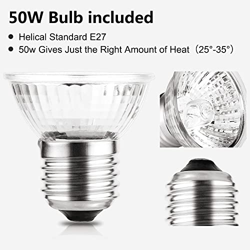 4 -Pack 50W UVA UVB Heat Lamp Bulbs for Reptiles, Heating Emitter Bulbs for Amphibian, Terrariums, Cages, for Tortoise, Snake, Frog, Lizard, Chameleon, Hermit Crab, Cockatoo. Halogen, Orange - color: 4×50w Bulbs