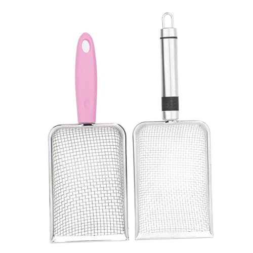 BESPORTBLE 2pcs Stainless Steel Cat Litter Scoop Metal Sifter for Cats Small Dogs Reptile Terrarium Waste Shovel with Fine Mesh Easy to Clean and Pet Poop Scooper