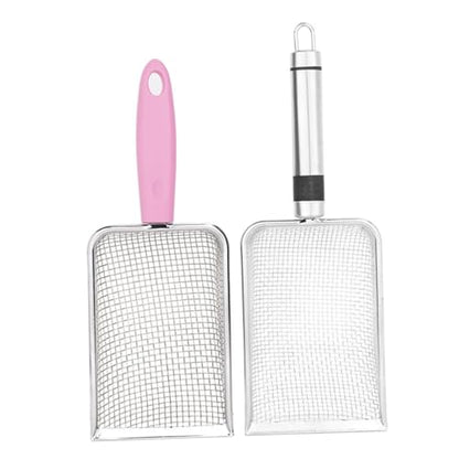 BESPORTBLE 2pcs Stainless Steel Cat Litter Scoop Metal Sifter for Cats Small Dogs Reptile Terrarium Waste Shovel with Fine Mesh Easy to Clean and Pet Poop Scooper