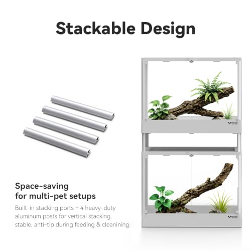 Reptile Terrarium 12"x12"x16" 9.5 Gallon,Aluminum Frame,Full Glass Tank Enclosure for Small Reptiles, Geckos, Frogs, Lizards, Snakes, Spiders, Turtles, Vertical Rainforest Habitat - size: 12x12x16"