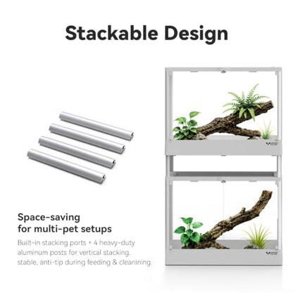 Reptile Terrarium 12"x12"x16" 9.5 Gallon,Aluminum Frame,Full Glass Tank Enclosure for Small Reptiles, Geckos, Frogs, Lizards, Snakes, Spiders, Turtles, Vertical Rainforest Habitat - size: 12x12x16"