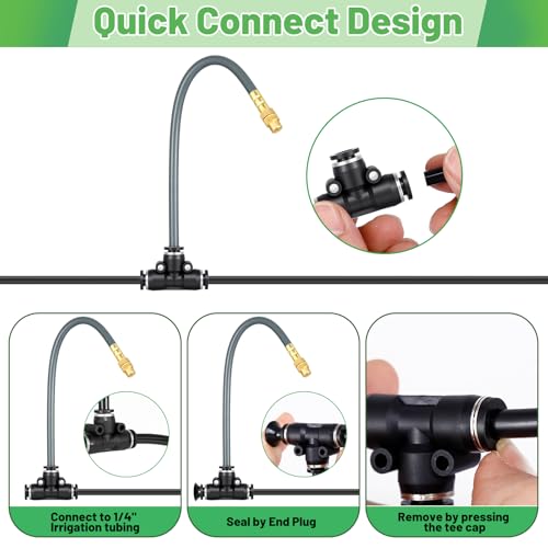 360° Adjustable 1/4" Drip Irrigation System Kits(No 1/4" Tubing) | Bendable Watering Misting Irrigation System, Garden Watering Atomizing System with 15 Nozzles for Garden Irrigation System - size: 1/4" Misting System