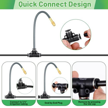 360° Adjustable 1/4" Drip Irrigation System Kits(No 1/4" Tubing) | Bendable Watering Misting Irrigation System, Garden Watering Atomizing System with 15 Nozzles for Garden Irrigation System - size: 1/4" Misting System