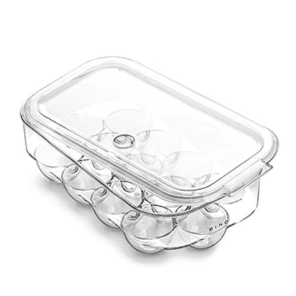 BINO Plastic Egg Container for Refrigerator - Clear, 13 Count, Sturdy, Durable - size: 13 Egg