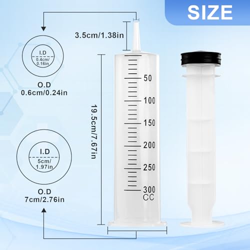 300ml Large Syringes, Individually Sterile Sealed Plastic Syringe for Liquid, Scientific Labs, Measurement, Pet Feeding ,Ink Refilling ,Oil or Glue Applicator(1 Pack) - style: 300ml
