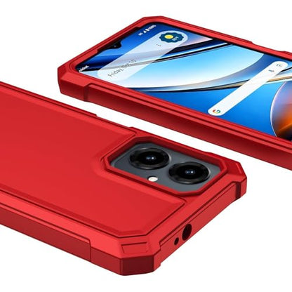 for Cricket Icon 2026 U656AC Slim Tough Hybrid Cover Phone Case + Extreme Band (Red) - color: Red