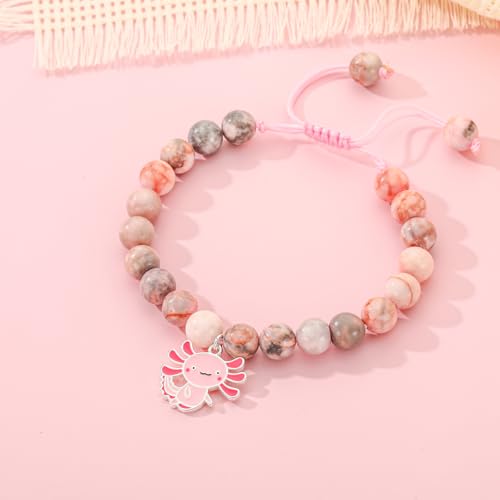 Axolotl/Horse Bracelet Gifts for Girls Kids, Charm Pearl Bead Bracelet Cute Stuff Birthday Jewelry for Daughter Granddaughter Teens - style: Axolotl-Girl-2