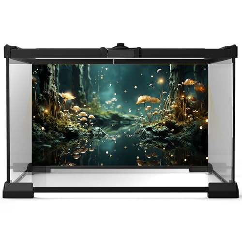 Fantasy Aquarium Background Rock Flowers Tranquil Water Scene Terrarium Backdrop Fantasy Lights Fish Tank Background Reptile Habitat Backdrop Aquarium Poster Wallpaper Decor Vinyl 24x12in - color: Flower Orange, size: 24(W)x12(H)inches/ 60(W)*30cm(H)