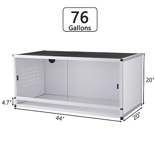 PVC Reptile Enclosure 76 Gallon ToxiRium Large Reptile Terrarium 44''x20''x20 Tank for Bearded Dragon Gecko Lizard Snake,Wide Breeding Lounge Vivarium Area with Sliding Doors Lock - size: 44x20x20'' - 76 Gallon - 1pc