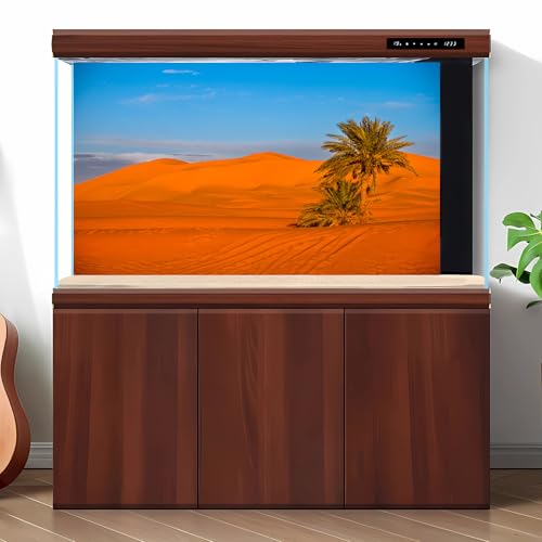 Desert Reptile Tank Background Majestic Sunset Desert Landscape Terrarium Background Desert Palm Tree Sand Dunes Reptile Habitat Background Sunrise Sahara Desert Aquarium Fish Tank Background 36x24in - size: 36(W)x24(H)inches/ 90(W)*60cm(H)