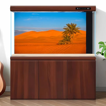 Desert Reptile Tank Background Majestic Sunset Desert Landscape Terrarium Background Desert Palm Tree Sand Dunes Reptile Habitat Background Sunrise Sahara Desert Aquarium Fish Tank Background 60x24in - size: 60(W)x24(H)inches/ 150(W)*60cm(H)