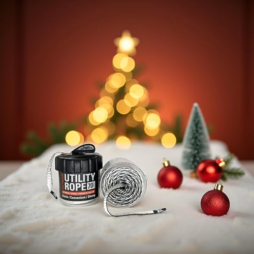 Rapid Rope Canister, 70ft White Tactical Paracord, 1100lb Test, USA Made | Heavy Duty Poly Rope Test Cord, Non-Tangle Dispenser Included, For Hiking, Camping, Survival, Utility, Stocking Stuffer, Gift - size: 70ft, style: White