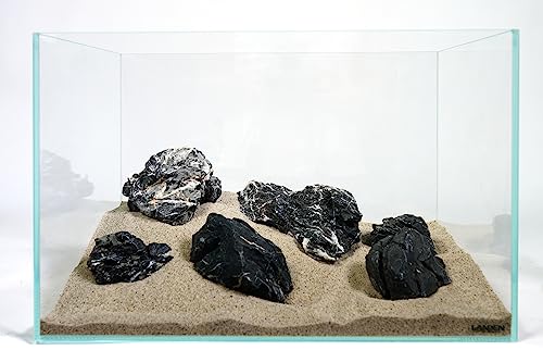 Dark Seiryu Stone Aquascaping Rock 17lb Planted Aquarium Iwagumi | Dark veined texture; iwagumi, planted aquascape - size: 08 Dark Seiryu Stones(3-11inch,17lbs)