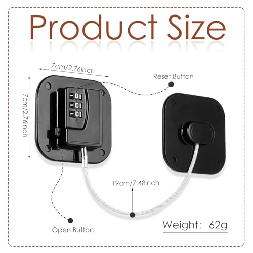 Refrigerator Lock, Combination Lock for Refrigerator Cabinets, Drawers, Heavy Duty Fridge Lock, Easy Install No Keys Needed, Black (Black-3Pack) - color: Black-3Pack