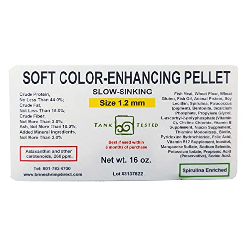 Brine Shrimp Direct Soft Color-Enhancing Pellet 1.2mm, 16 oz. for Fish & Axolotl