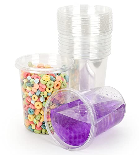 Golden Apple, 32oz. Ultra Clear Recycled PET Plastic Round Deli Container and Flat Lid Combo - 15sets - size: 32oz & Flat lids