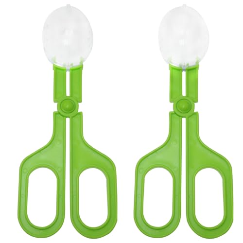 2PCS Amphibian Feeding Tongs Green 6.7 inches Long Reptile Dung Scoop Cleaning Tool for Bearded Dragons Lizards Geckos Small Turtles Frogs and Other Reptile Pets