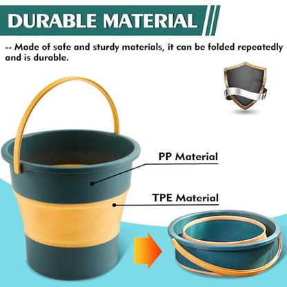Collapsible Bucket 1.3 Gallon/5L Small Plastic Buckets Household Cleaning Mop Buckets Foldable Water Bucket for Car Wash Fishing Camping Beach (Blue) - color: Blue