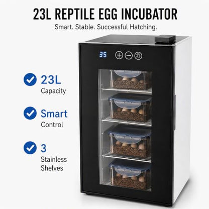 Reptile Incubator 23L Egg Incubator with Humidity Control Cooling Heatin | 10-40℃ Smart Cooling & Heating, 32dB Ultra-Quiet, 3 Removable Shelves, Galvanized Steel Build, For Snake Lizard Gecko Egg