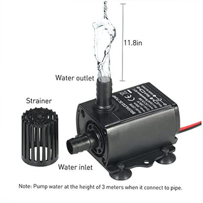 Decdeal Submersible Water Pump Aquarium Fountain DC 5V 4.8W 300L/H Lift | with Flow Adjustment Function and USB Interface