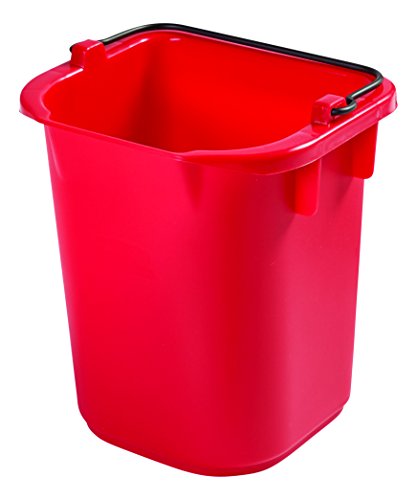 Rubbermaid Commercial Products Heavy-Duty Cleaning Pail, 5-Quart, Red, Utility Bucket with Built-in Spout and Handle for House Cleaning/Storage/Livestock Feeding/Car Washing