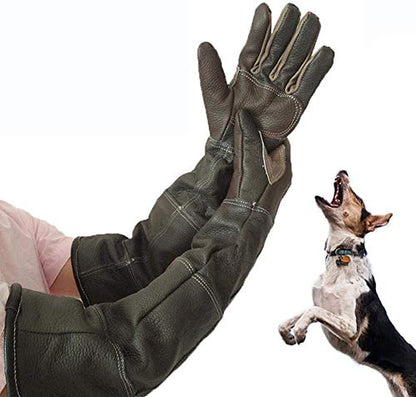 Animal Handling Long Gloves 23.6IN/60cm Waterproof,Cowhide Anti-Scratch/Bite Bird Handling Falcon Gloves Grabbing, Pet Cat Bathing Dog Bird