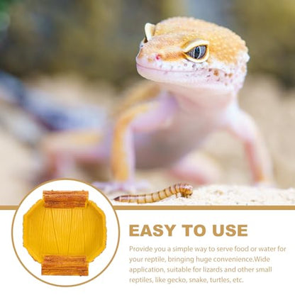 TEHAUX Resin Reptile Feeding Bowl Water Dish, Tortoise Food Container and Water Feeder for Lizard Habitat, Pet Feeding Basin for Reptiles and Amphibians