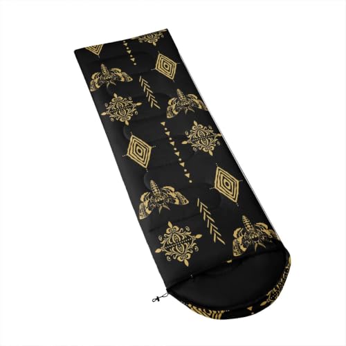 Erosebridal Sugar Skull Kids Sleeping Bag Southwestern Aztec Western Camping Blanket for Hiking Travel Hunting Sleep Bag - color: Black Yellow Gold 6