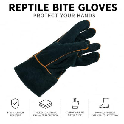 23.6 in Reptile Handling Gloves, Bite-Resistant Pair for Snakes & Lizards | Extended forearm protection