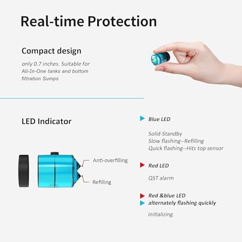 FZONE ATO System for Saltwater Aquarium, Auto Top Off with Dual Optical Sensors for Reef and Freshwater Tanks（Blue) - color: Blue