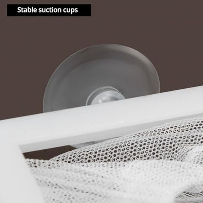 QWORK Fish Tank Breeder Net Mesh with Plastic Frame, 10.3 x 5.9 x 5.9 Inches, Soft Polyester Net, Suction Cups for Installation, 2 Pcs