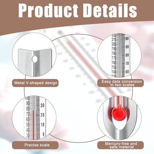Tellegloww 12 Pcs V Shaped, Dual Scale Science Thermometers, Mercury Free Lab Thermometer for Student School Supplies, Classroom Teaching Tools for Kids, Adults
