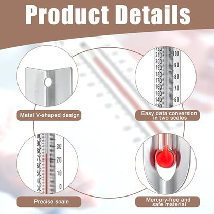 Tellegloww 12 Pcs V Shaped, Dual Scale Science Thermometers, Mercury Free Lab Thermometer for Student School Supplies, Classroom Teaching Tools for Kids, Adults