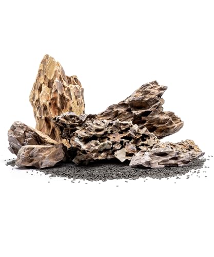 Natural Stone for Aquarium, Terrarium, Paludarium, Reptile Enclosures - Set of Decorative Rocks for Landcapes, Aquascaping, Fish Tank Decor (Dragon Stone, 5 Pounds)