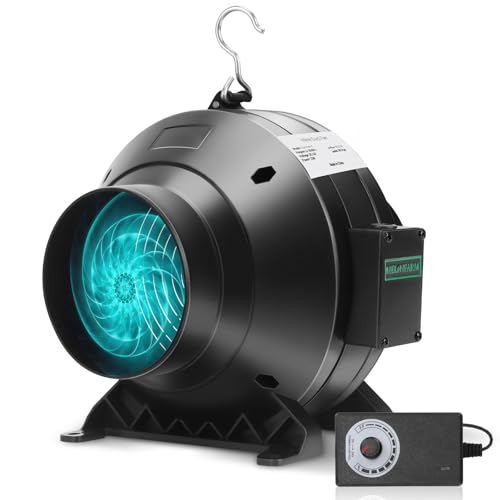 4" 190 CFM Inline Duct Fan with E12 Speed Controller, Ventilation Exhaust Fan for Cooling Booster, Grow Tents, Hydroponics - size: 4"+Fan Only