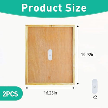 2Pcs Bee Hive Inner Cover 10 Frame with 2 Bee Escapes | Beeswax-Coated Fir Wood, Vents Reduce Moisture. Notch Feeds Syrup. Fits 10-Frame Langstroth. Maintains Stable Temp.