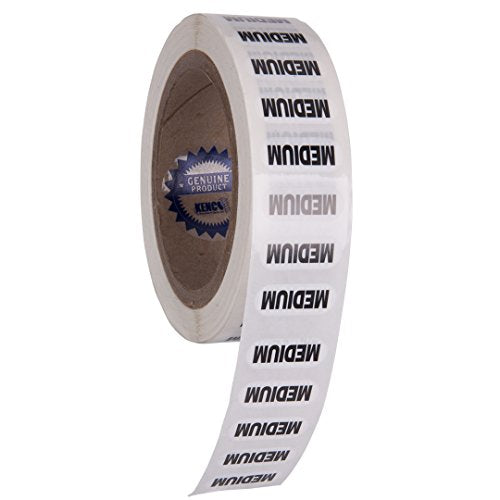 Clothing Size Strip Labels - 1.25" X 5" - 250 Strips Per Roll - Clear with Black and White Ink by Kenco (Medium) - size: Medium