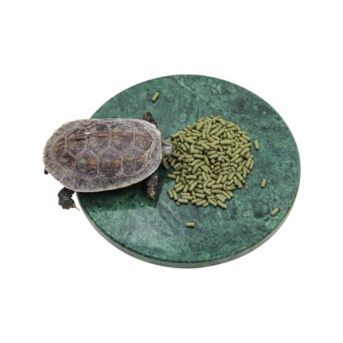 Reptile Basking Platform, 5.9 inch Natural Marble Tortoise Feeding Slate, Rock Food Bowl for Turtle Lizard Bearded Dragon Gecko Snake Hermit Crab, Tank Aquarium Terrarium Habitat Decor