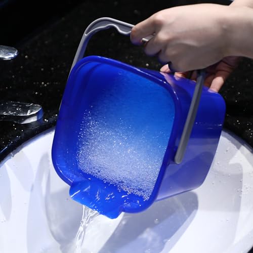 Roshtia 6 Pcs 6 Quart Cleaning Bucket Small Sanitizing Square Bucket Detergent Pail for Home Commercial Restaurant Kitchen Office School (Blue) - color: Blue