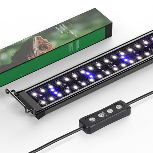 16W LED UVB Light for Reptiles Terrarium Light Extendable Reptile Tank Light with Controller ＆Dimming and 5 UVI Modes Full Spectrum Brilliant White Blue Red Lights for Bearded Dragon, Gecko - size: 16W-20IN