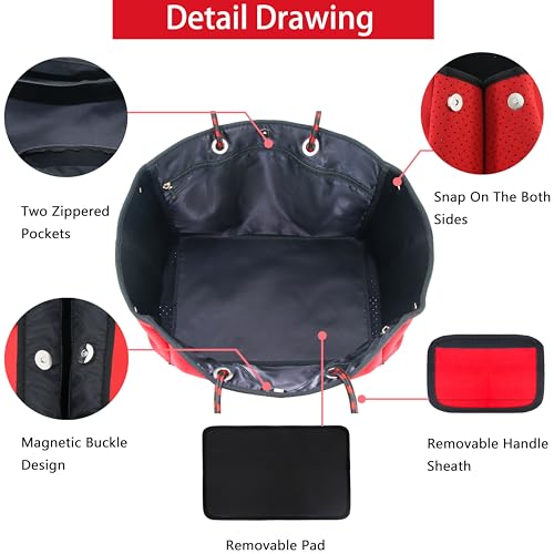 Hibala Neoprene Multipurpose Beach Bag,Gym/Travel/Pool Bag,Tote For Women&Men - color: Red