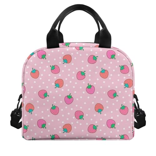 Axolotl Kids Lunch Box Girls Strawberry Lunch Bag Reptiles Insulated Lunch Bag Outdoor Pink Picnic Lunch Boxes Camping Cute Lunchbox for School Lunchbag - color: Axolotl Strawberry