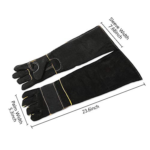 YBB Animal Handling Anti-bite/Scratch Gloves for Dog Cat Bird Parrot Pet (Black) - color: Black