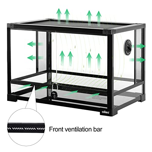 Full Vision Glass Reptile Terrarium 27 Gallon, Double Hinge Door with Screen Ventilation Reptile Tank 24"x16"x16" (Knock-Down) - style: 24"x16"x16"(27 Gal)